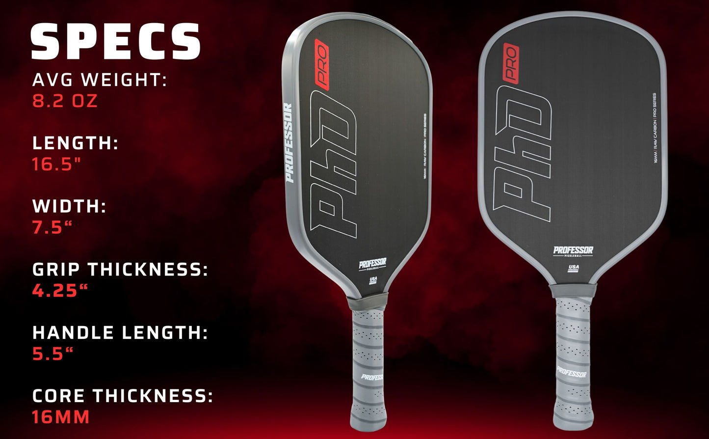Professor Pickleball PHD Pro Bundle - 2 PHD Pros , Court Commander Backpack, 4-Pack of Pickleballs, Pickleball Paddle Eraser