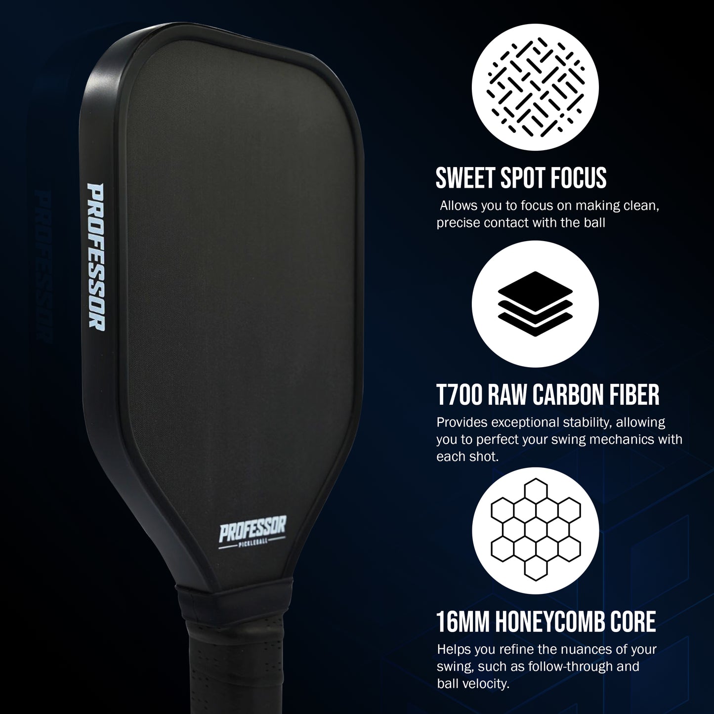 Professor Precision Pickleball Training Paddle - Sweet Spot Paddle