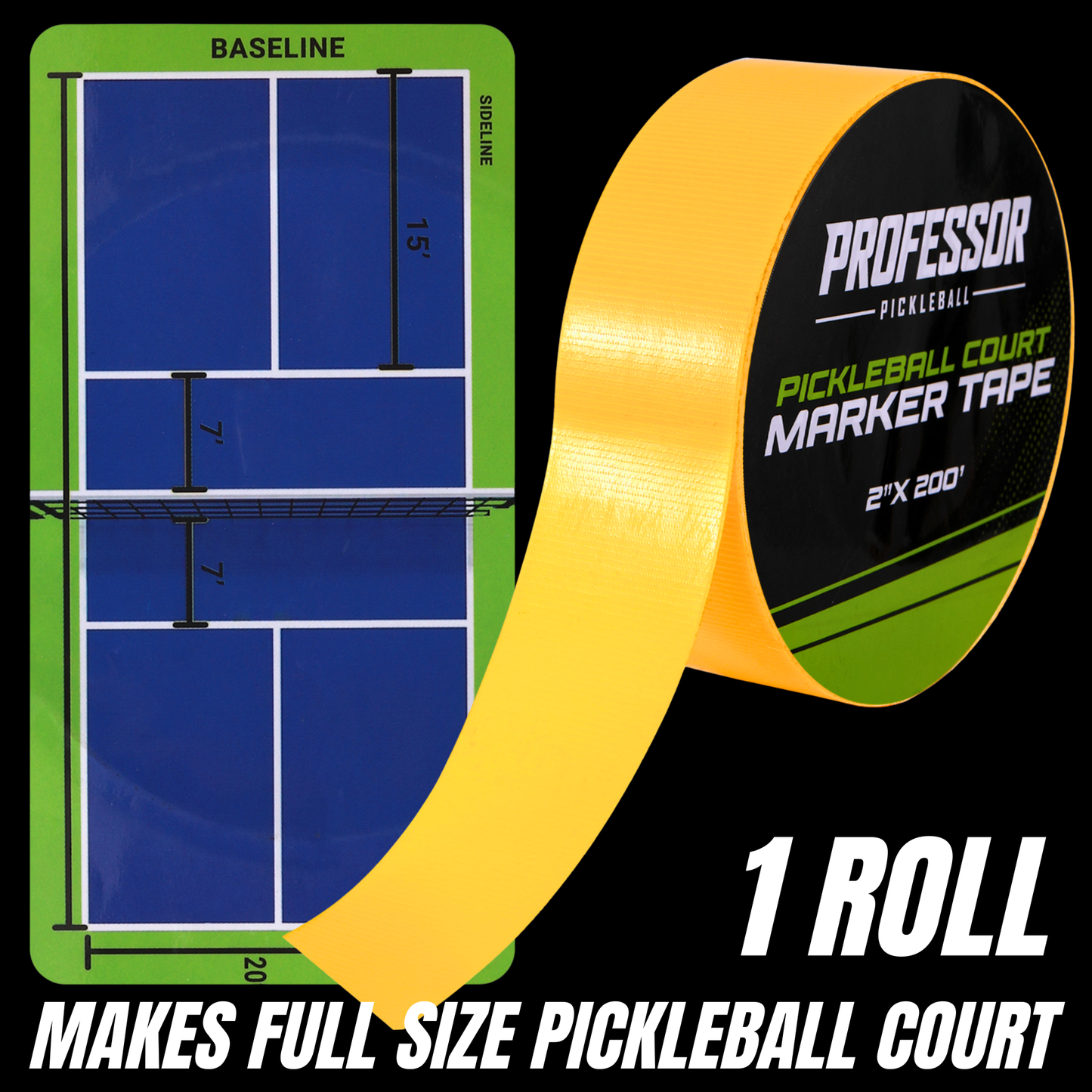 Pickleball Court Tape - Makes Full Size Court - 1 Roll