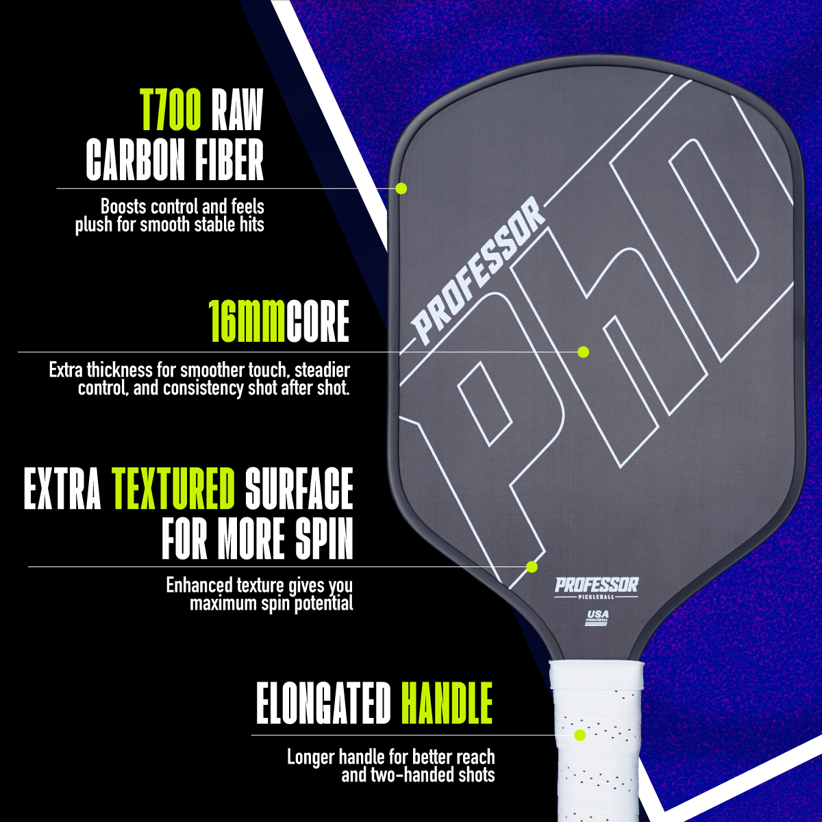 PhD 16MM Raw Carbon Super Spin Paddle