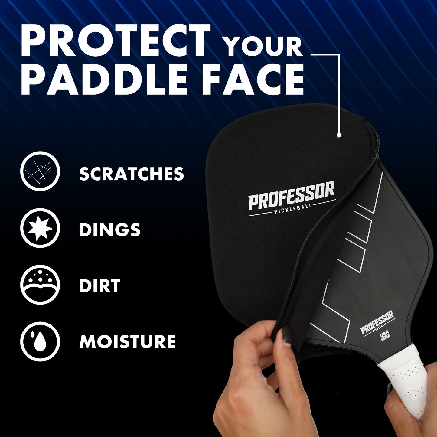 Professor Pickleball PHD Black Edge Bundle - 2 PHD, 2 Training Paddles, 2 Paddle Covers, 4-Pack of Pickleballs, and Paddle Eraser